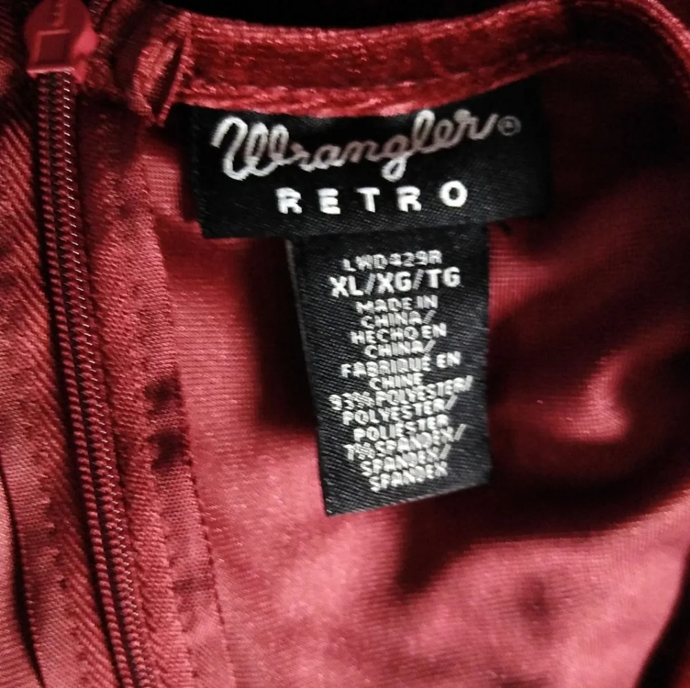 NWT Wrangler Retro Burgundy Velvet Dress XL - Picture 5 of 7